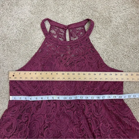 Torrid Plus Size 20 Mini Halter Burgundy Dress Skater - Picture 10 of 12